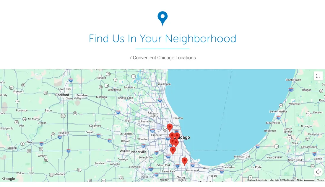 Map section of the homepage