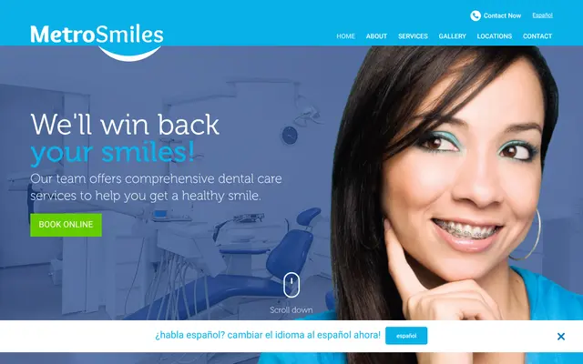 The current MetroSmiles homepage